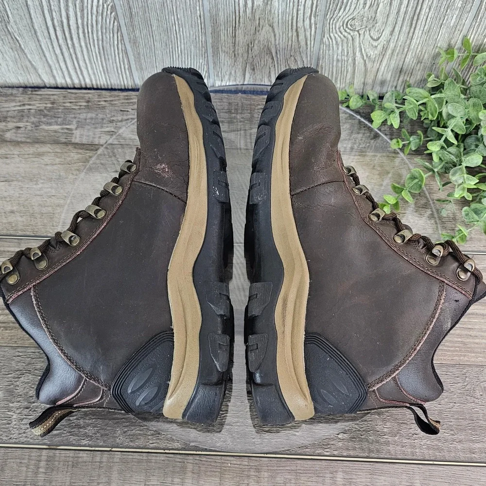 Lands'‎ End Men's 8.5 Waterproof Leather Hiking Boots Brown Outdoor Trail Grunge